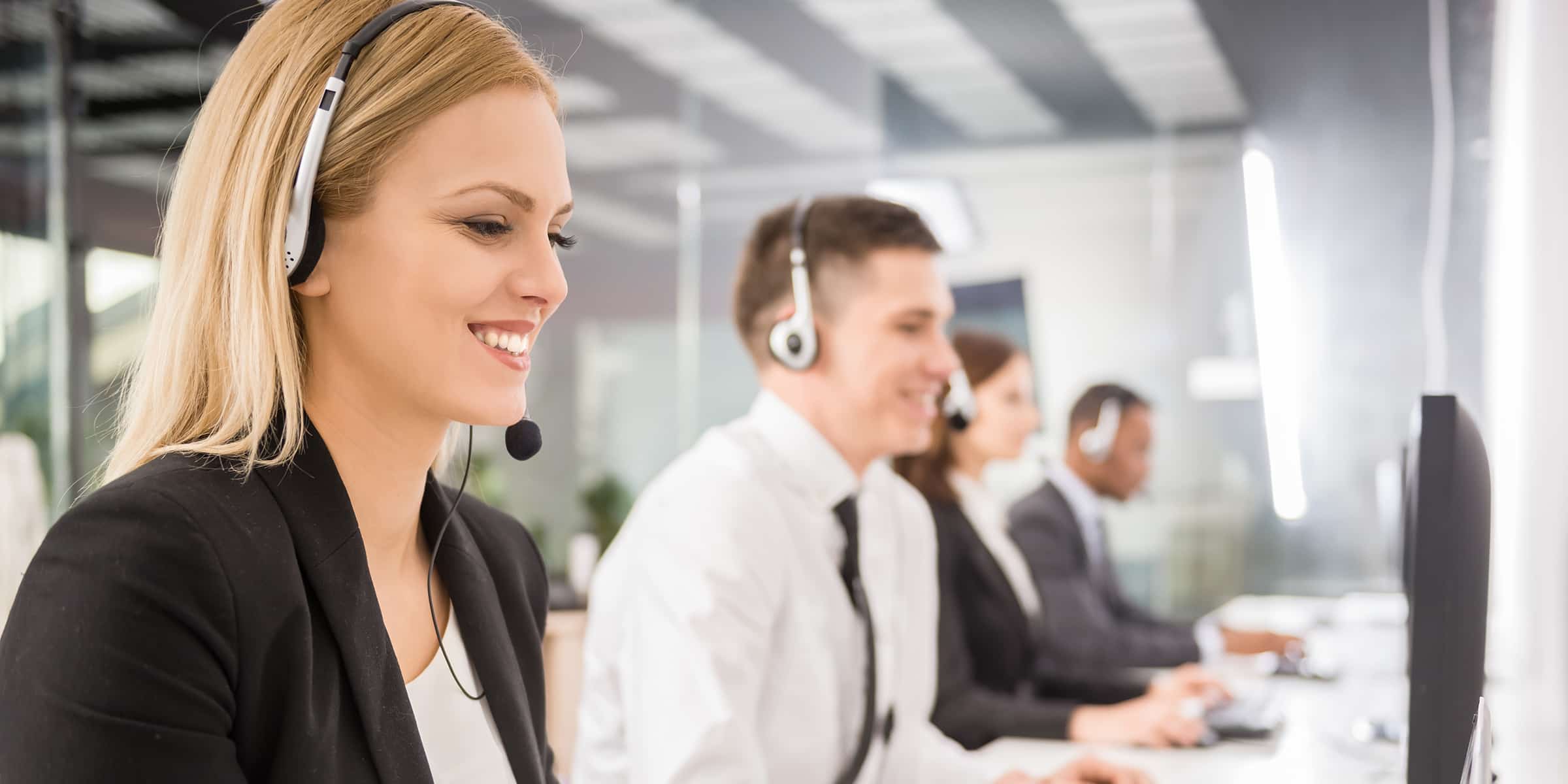 Customer service desk with headphones